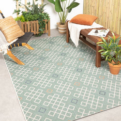Modern Outdoor Rug - Playa Geo Green