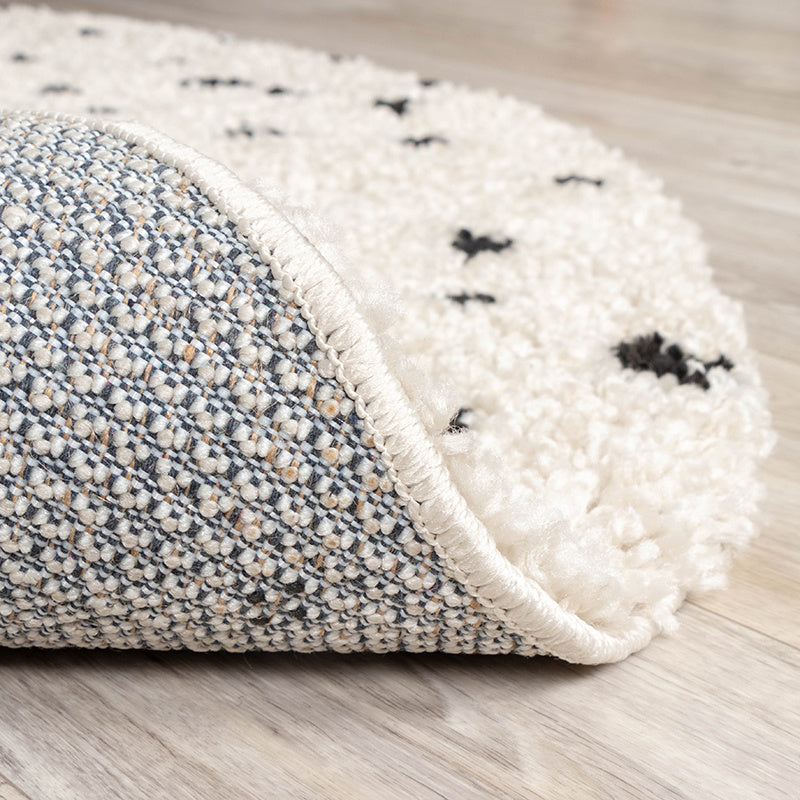 Round High Pile Rug - Grand Dots Cream/Black