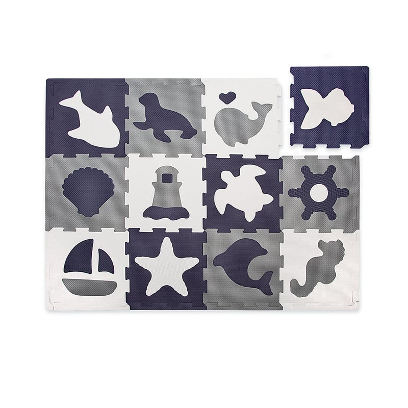 Foam puzzle mat - Sam Sea Dark Blue/White