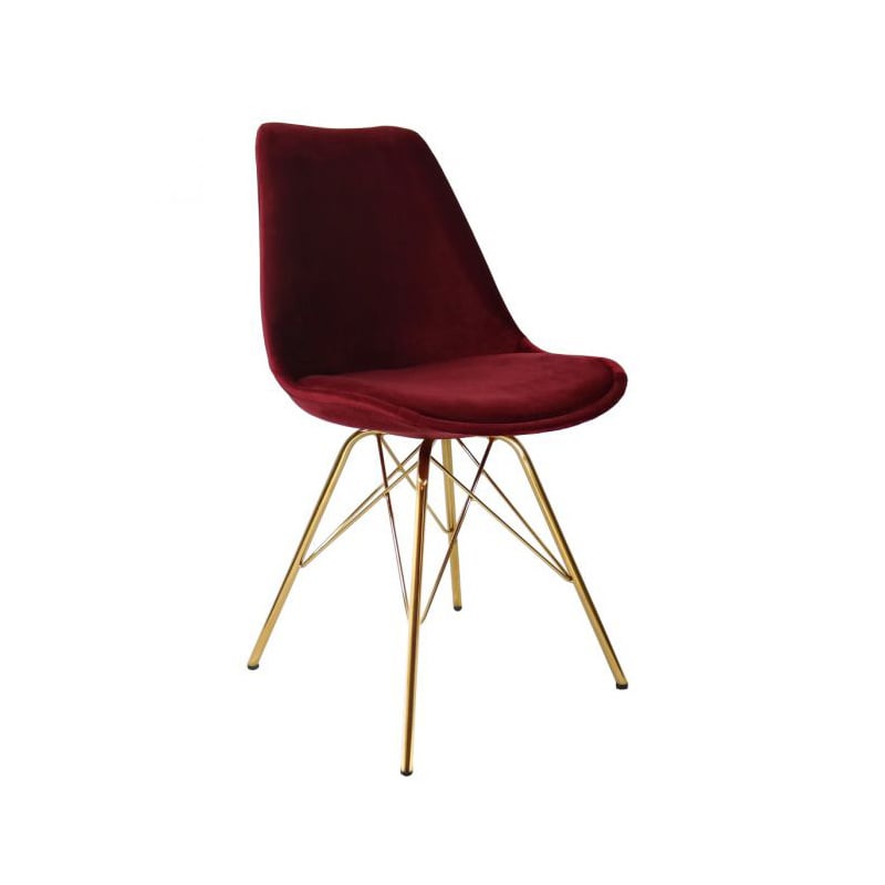 Velvet Chair Red - Gold Frame