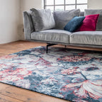 Floral Floor Rug - Flores Blue/Red