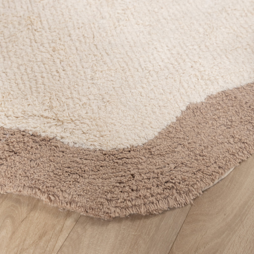 Round Washable Rug – Hazy Beige/Cream