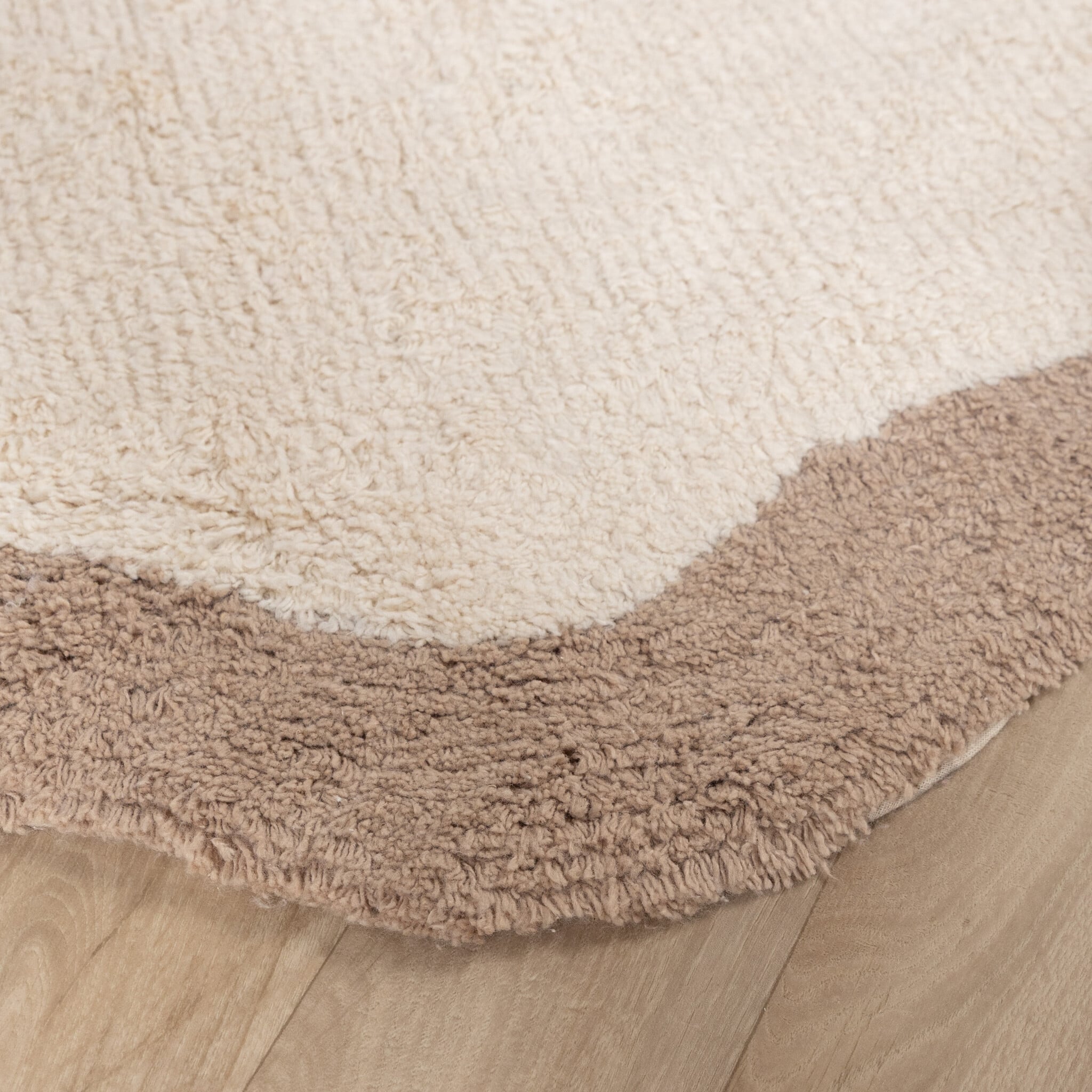 Round Washable Rug – Hazy Beige/Cream