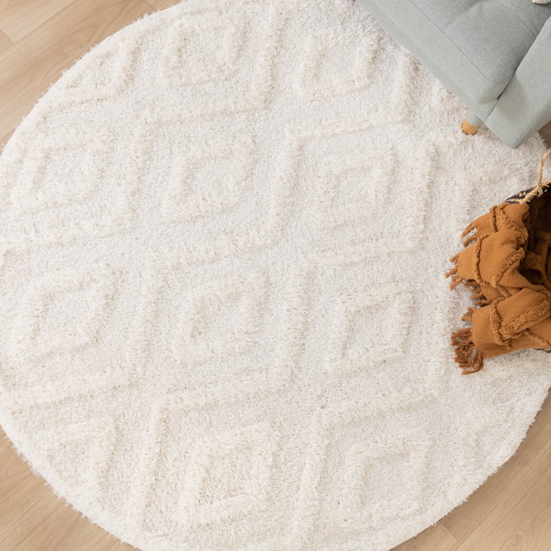Round Scandinavian Rug - Lova Diamond Cream