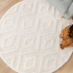Round Scandinavian Rug - Lova Diamond Cream