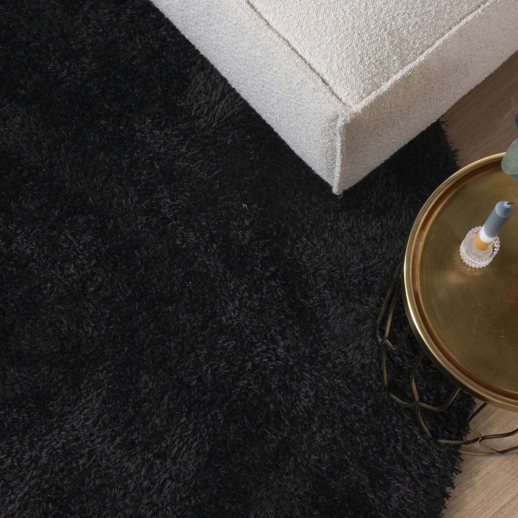Round Shaggy Rug - Blaze Black