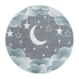 Round children's floor rug - Fleurtje Moon Blue