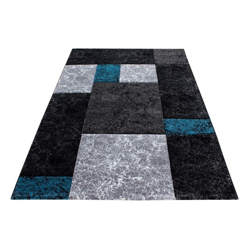 Modern floor rug - Tetris Turquoise 1330