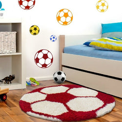 Round high-pile floor rug - Fun Red