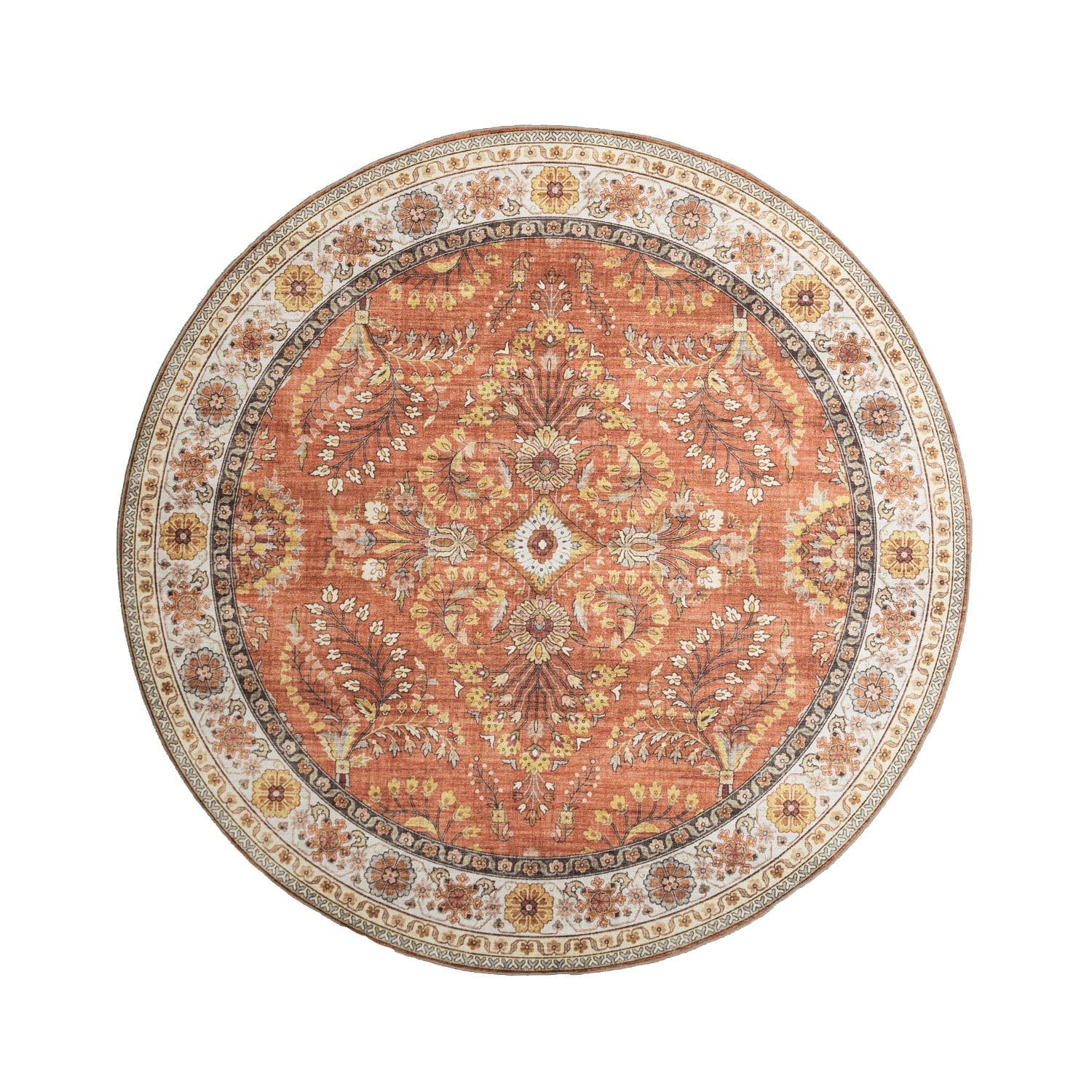 Round Vintage Outdoor Rug - Santo Flora Terra