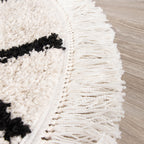 Round High-Pile Rug - Grand Wire Fringe Cream/Black