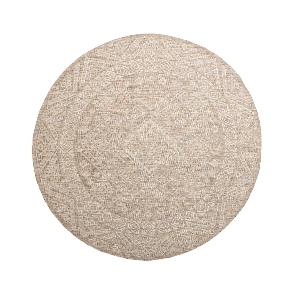 Round Jute Outdoor Rug - Atlas Aztec Brown/Cream