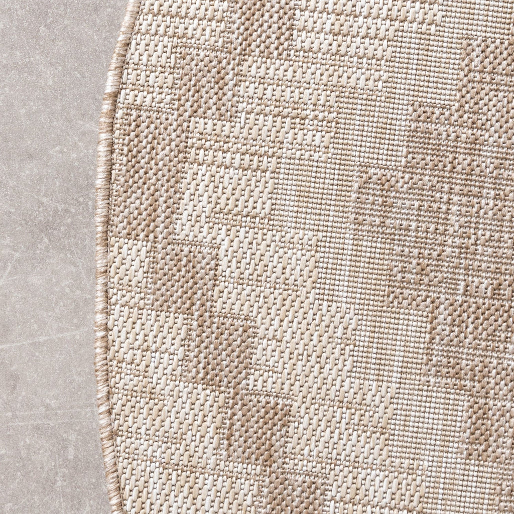 Round Jute Outdoor Rug - Atlas Diamond Brown/Cream