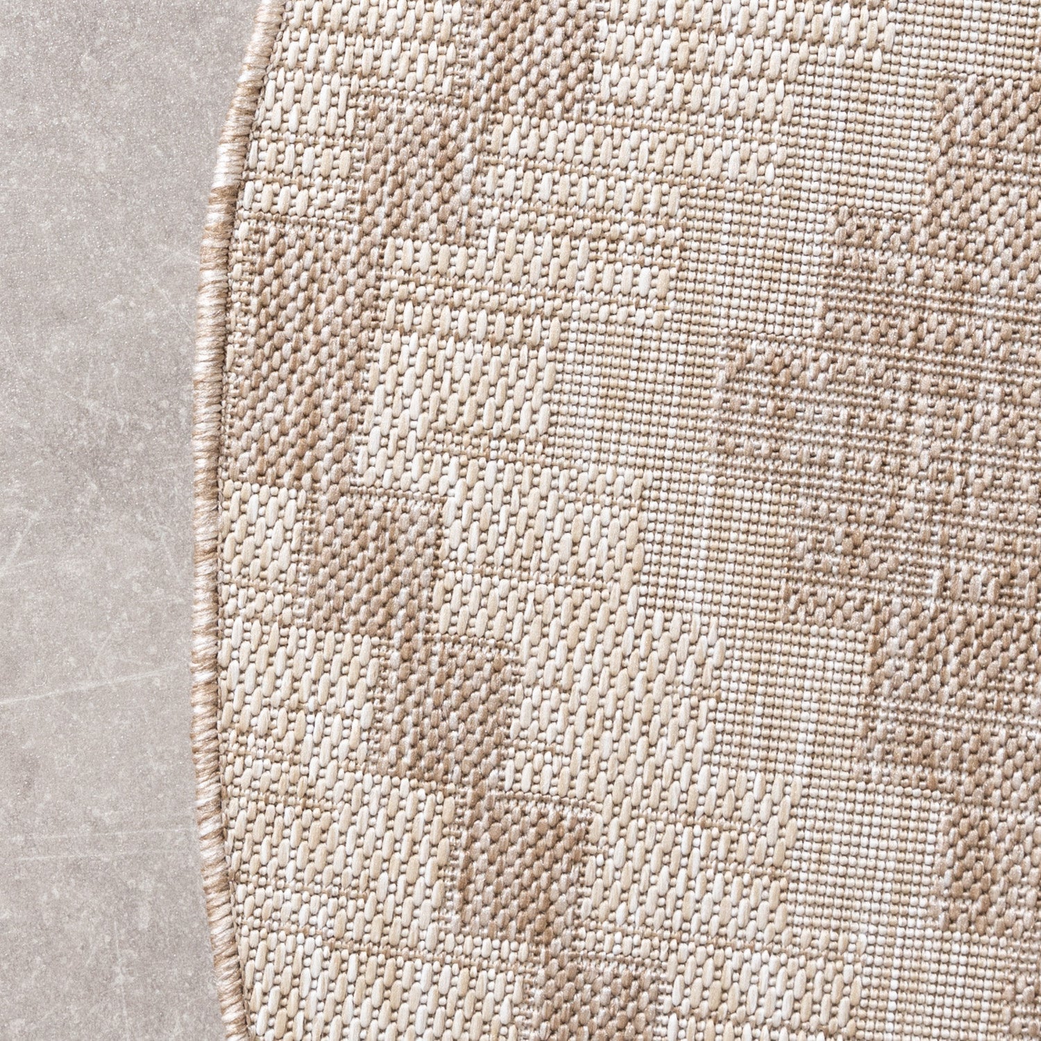 Round Jute Outdoor Rug - Atlas Diamond Brown/Cream