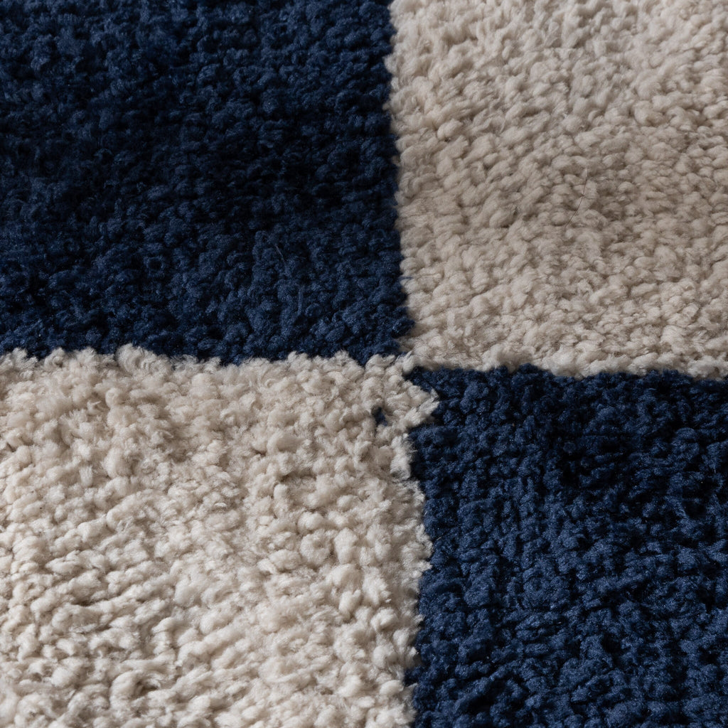 Checkerboard Rug - Blox Fringe Blue