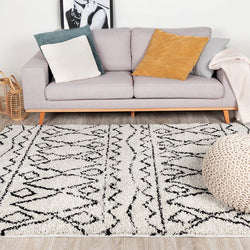 High-Pile Rug - Grand Outline Cream/Black