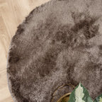 Round High Pile Rug - Glorious Silver/Grey