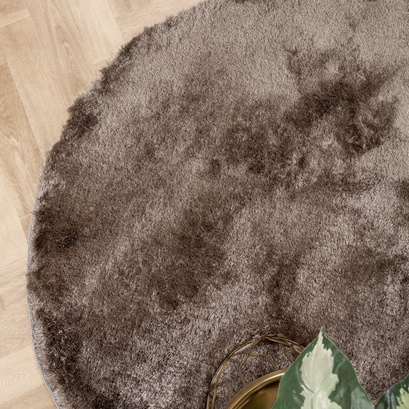 Round High Pile Rug - Glorious Silver/Grey