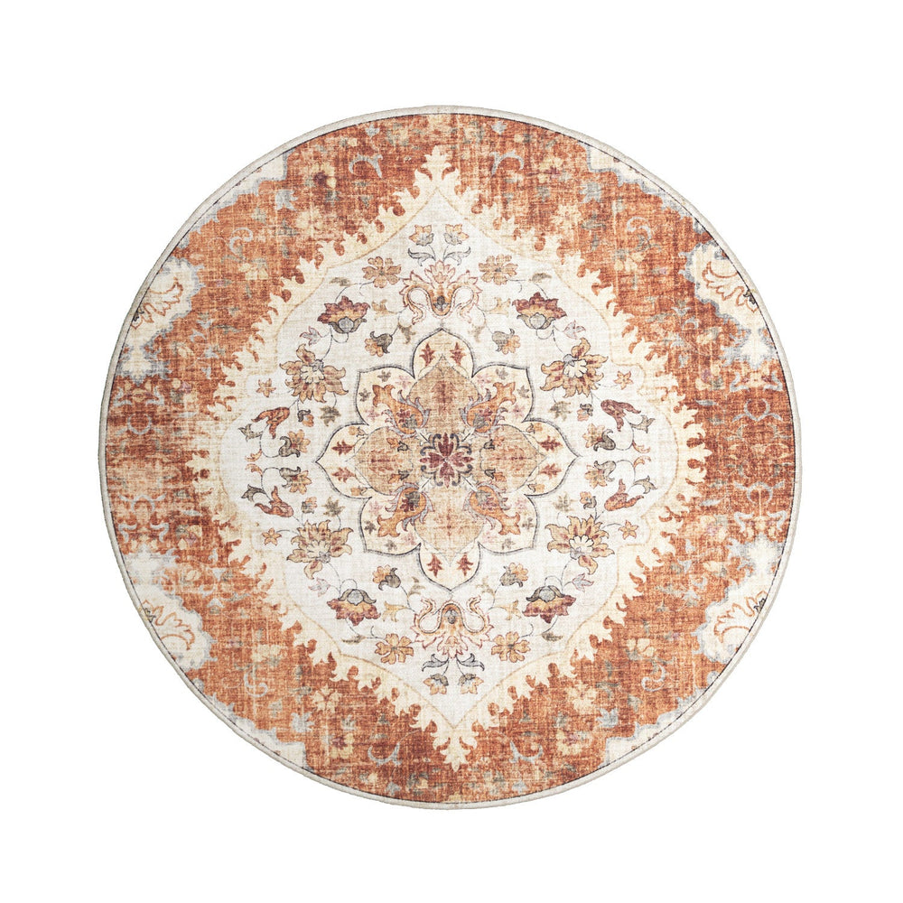 Round Vintage Outdoor Rug - Santo Mandala Terra