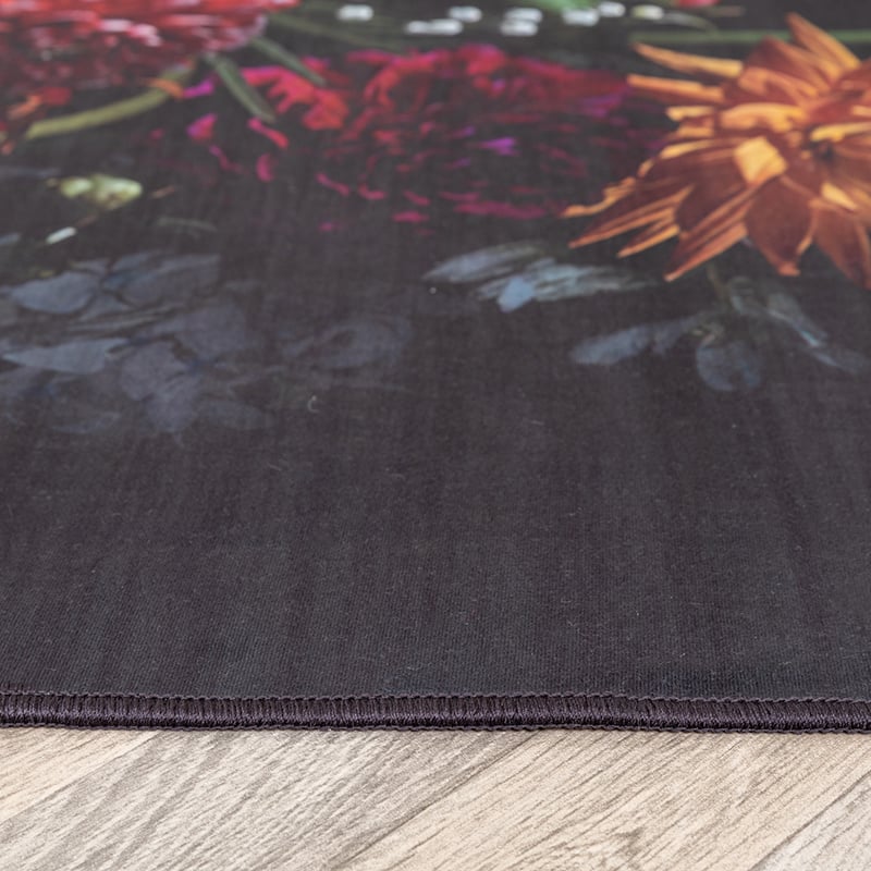 Floral Rug - Florine Black/Pink