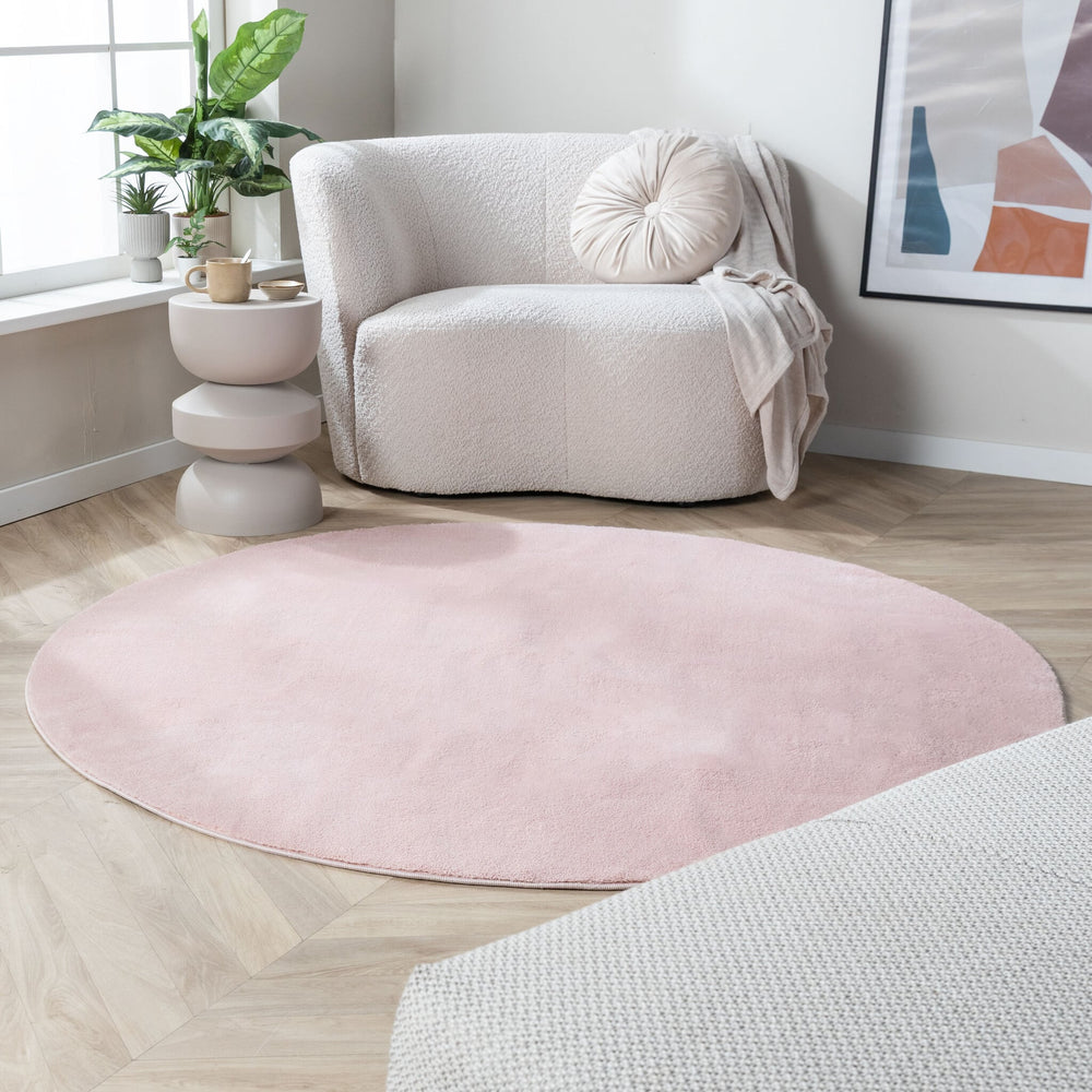 Round Washable Rug - Vivid Pink