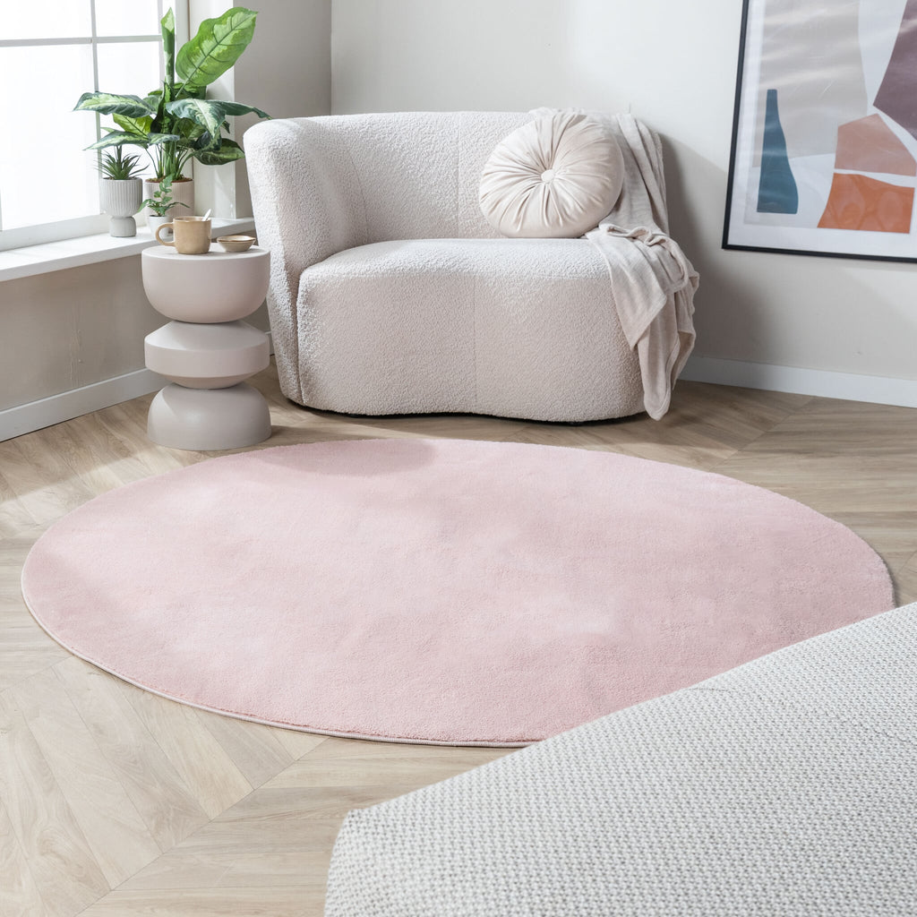 Round Washable Rug - Vivid Pink