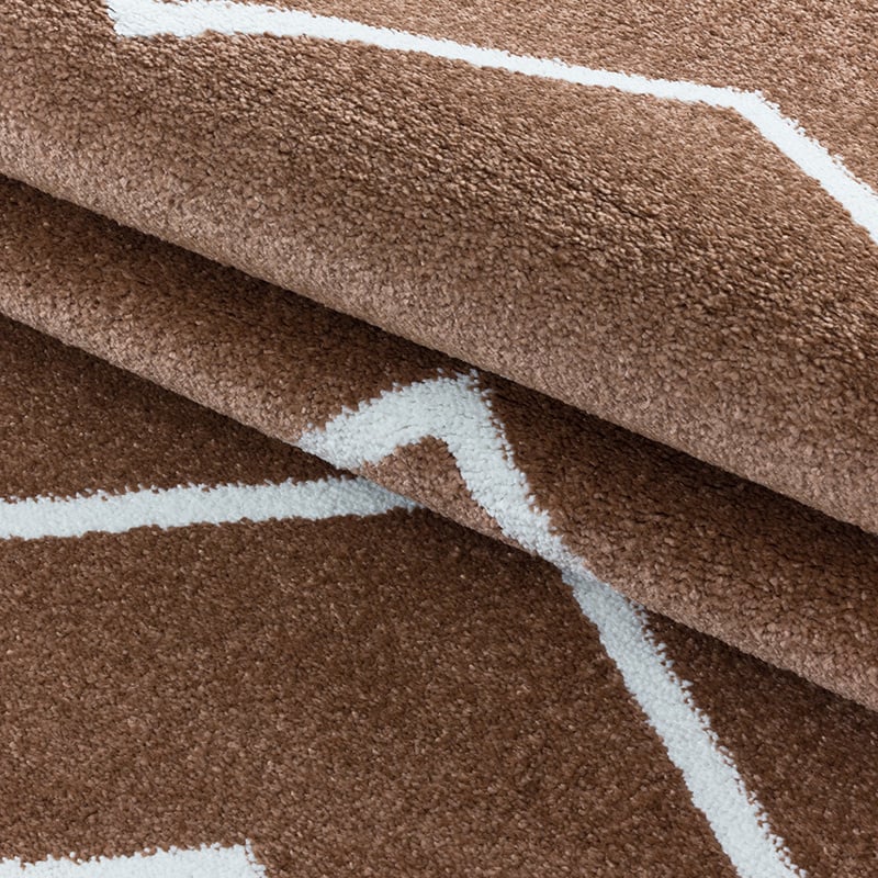 Low-pile floor rug - Smoothly Weave Brown/White
