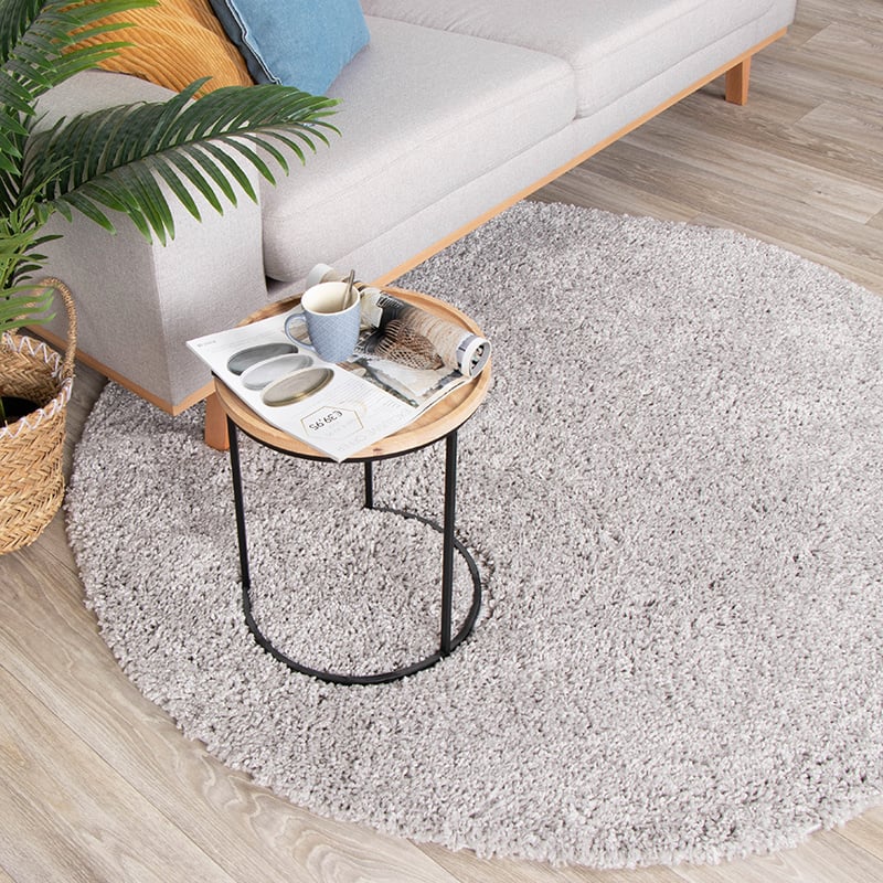 Round High Pile Rug - Lofty Light Grey