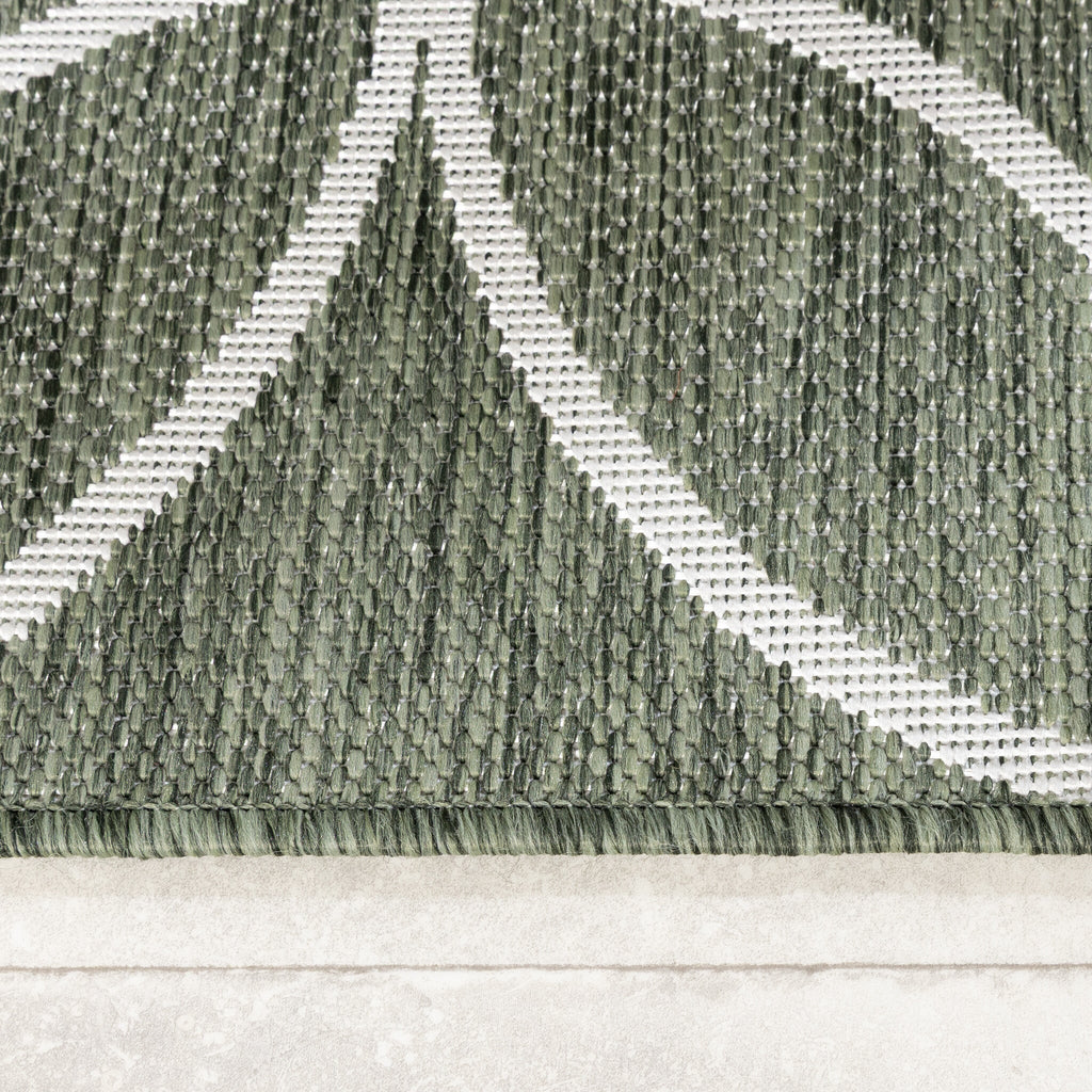 Geometric Outdoor Rug – Faro Ripple Green/White