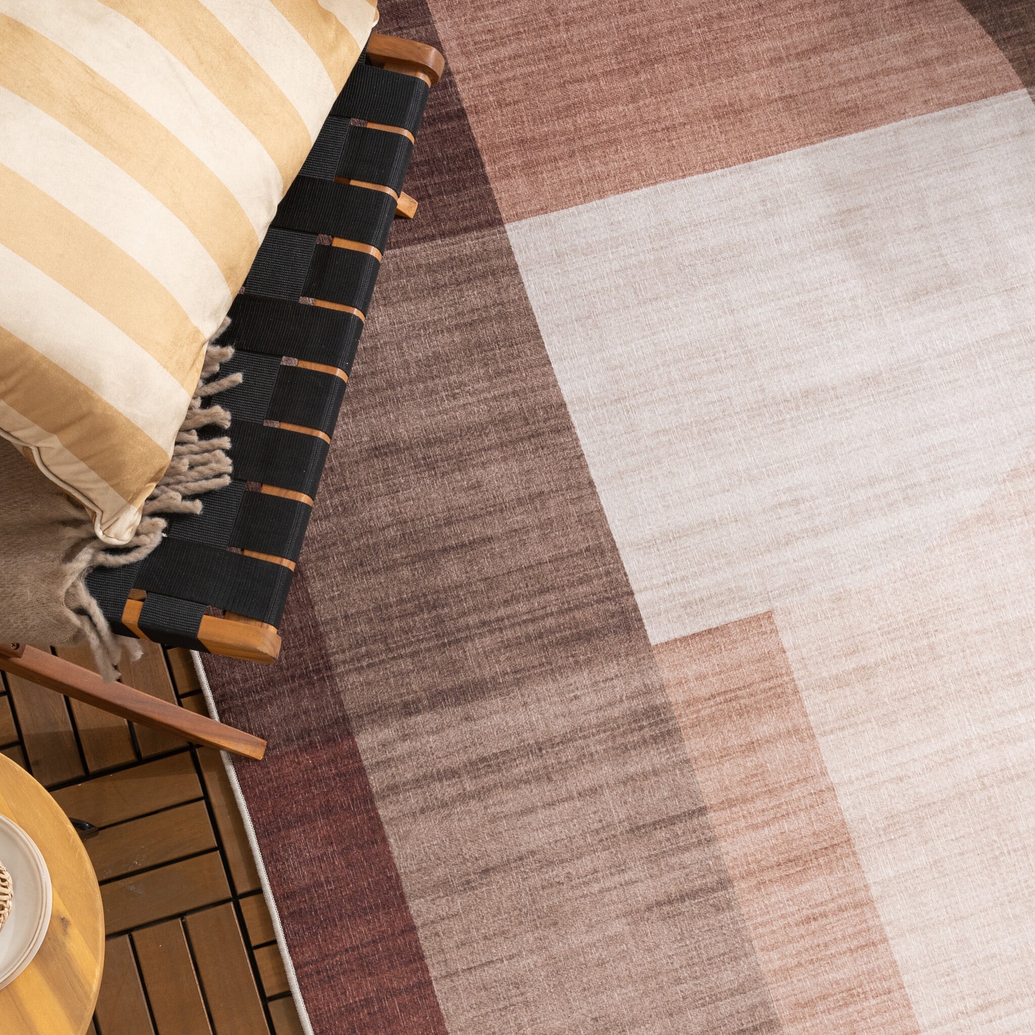 Abstract Outdoor Rug - Groovy Shapes Cream/Terra