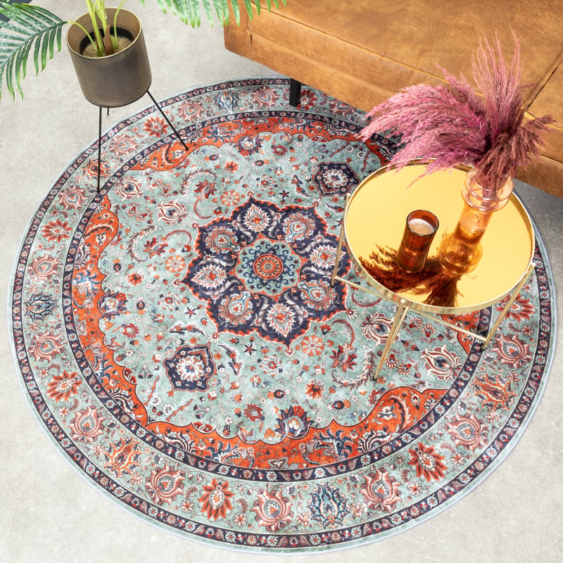Round Vintage Rug - Imagine Medallion Green