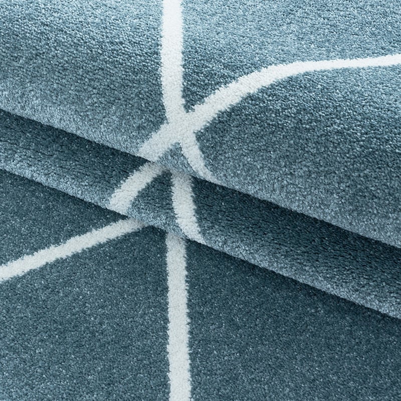 Low-pile floor rug - Smoothly Lines Blue/White