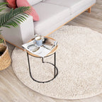 Round High Pile Rug - Lofty Cream/White