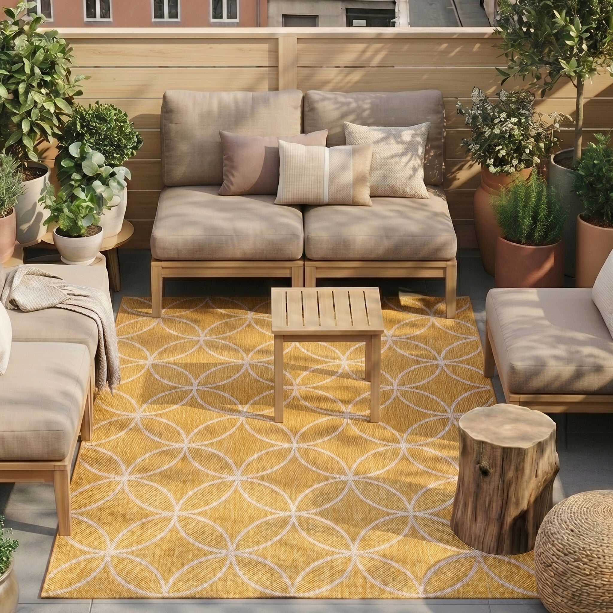 Geometric Outdoor Rug – Faro Ripple Yellow