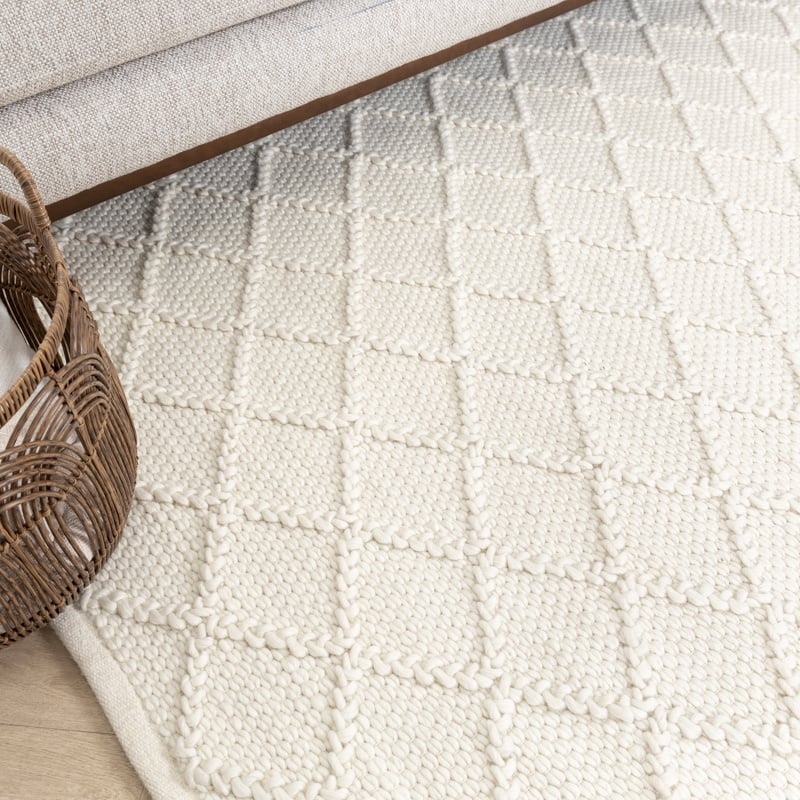 Wool Woven Rug - Knit Cream
