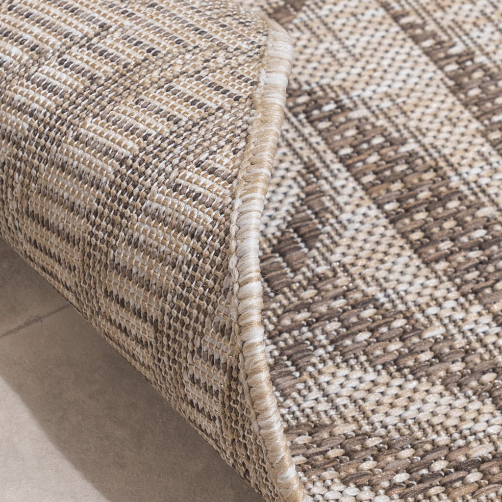 Round Outdoor Rug - Tiga Edge Taupe