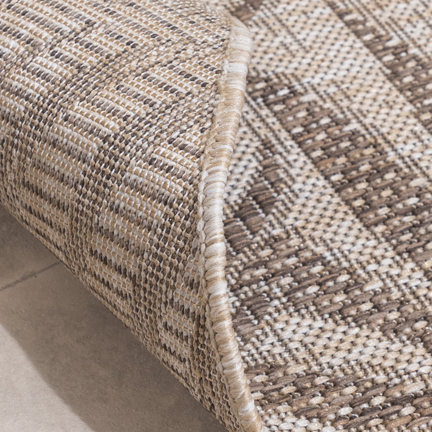 Round Outdoor Rug - Tiga Edge Taupe