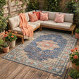 Indoor Outdoor Rug - Kairo Medallion Dark Blue/Terra
