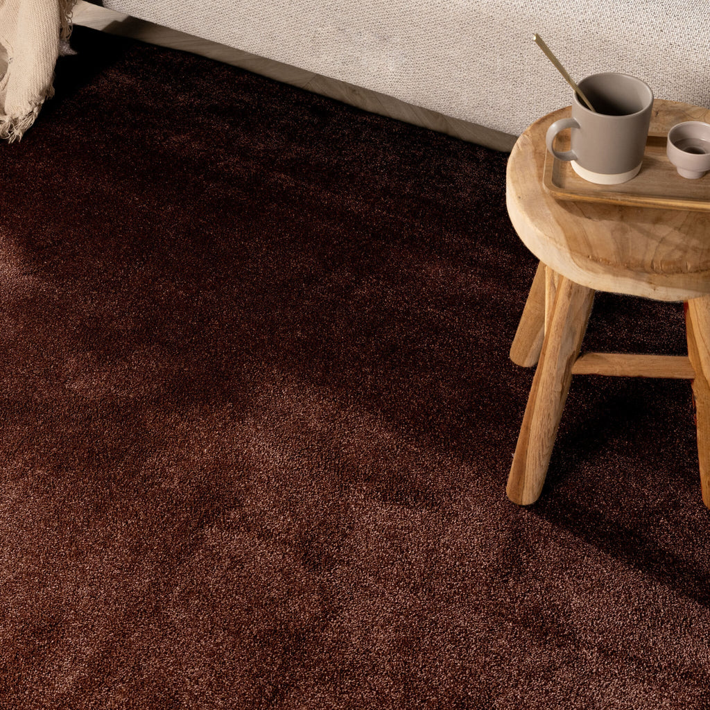 Round washable rug - Clean Dark Brown