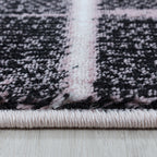 Modern Floor Rug - Streaky Scratch Pink/White