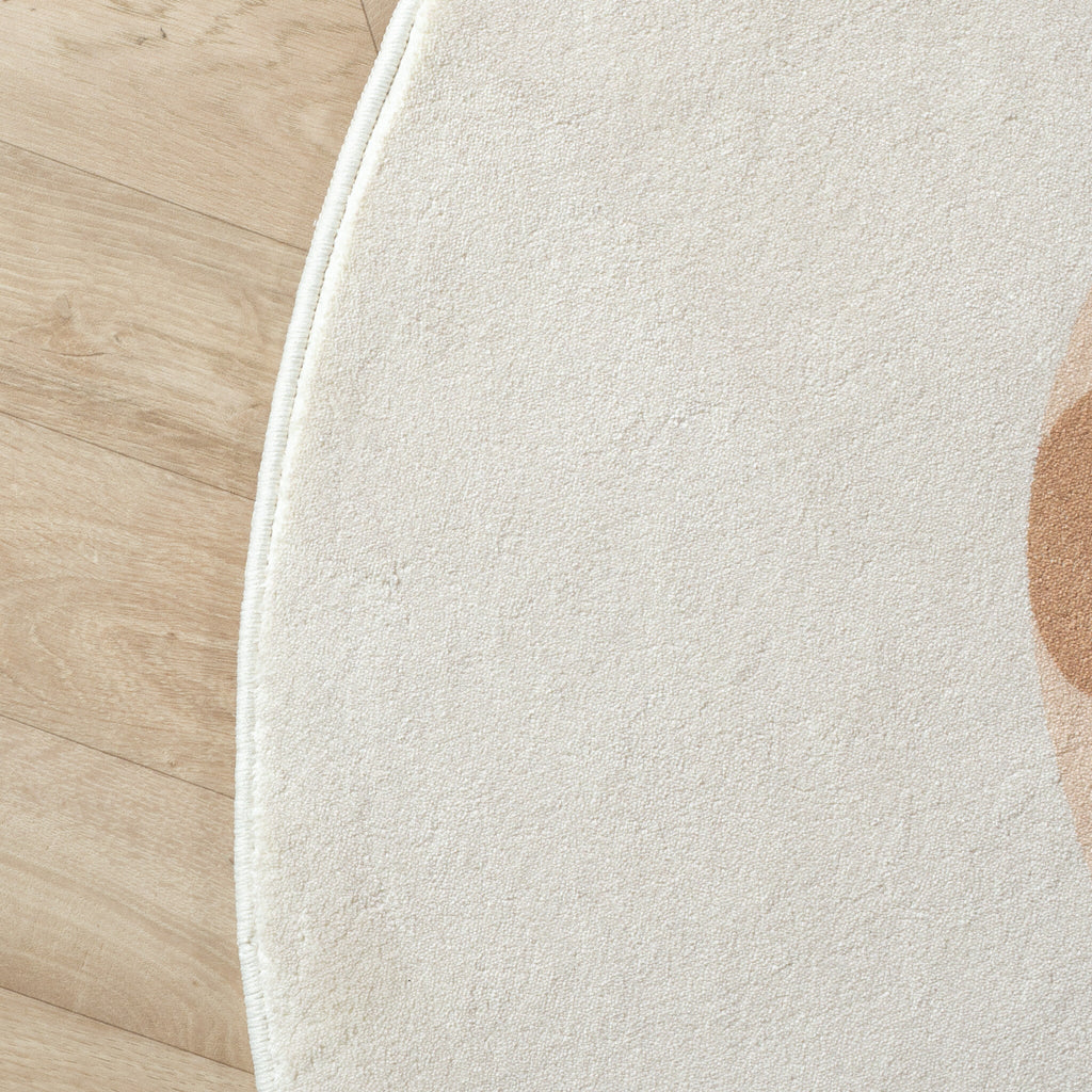 Round Washable Children’s Play Rug – Sammy Giraffe Beige