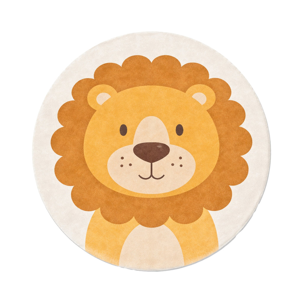 Round Washable Children’s Play Rug – Sammy Lion Brown