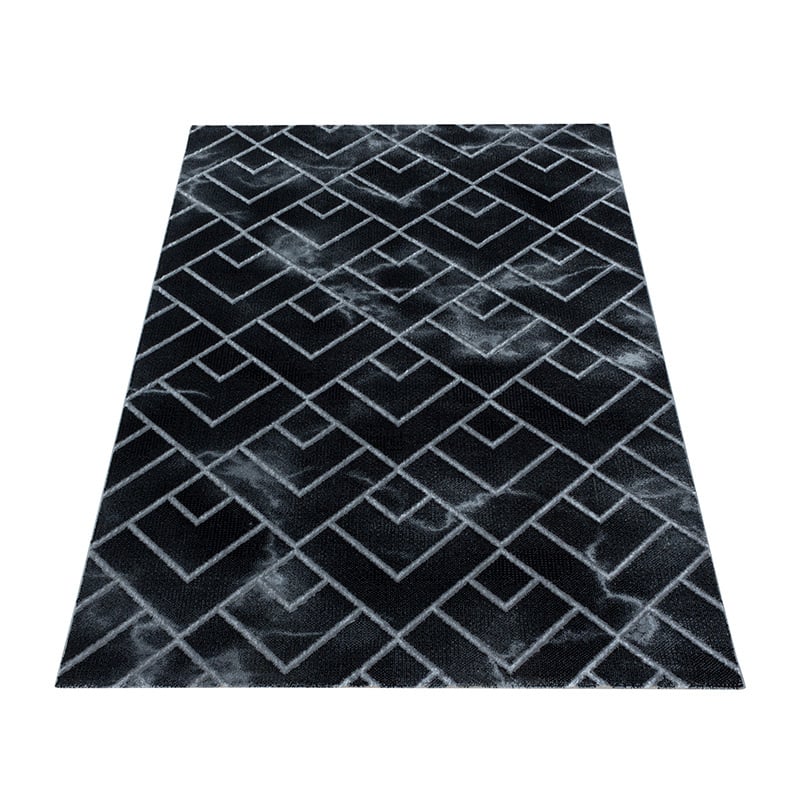 Modern floor rug - Marble Pattern Anthracite/Silver