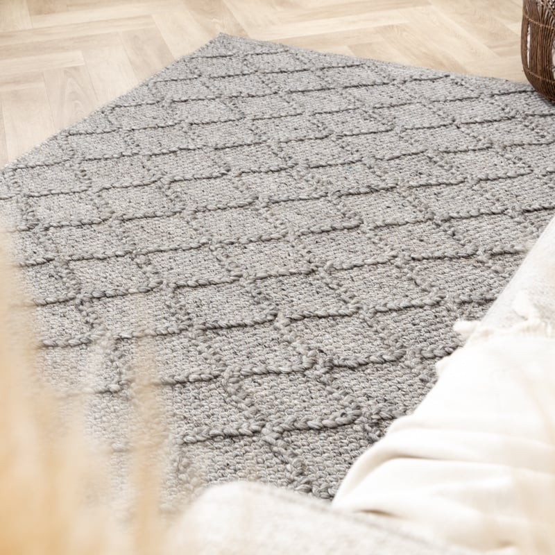 Wool Braided Rug - Knit Grey