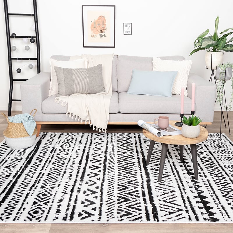 Scandinavian Rug - Scandi Geo Black/White