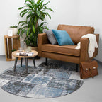 Round Patchwork Rug - Dreams Grey/Blue