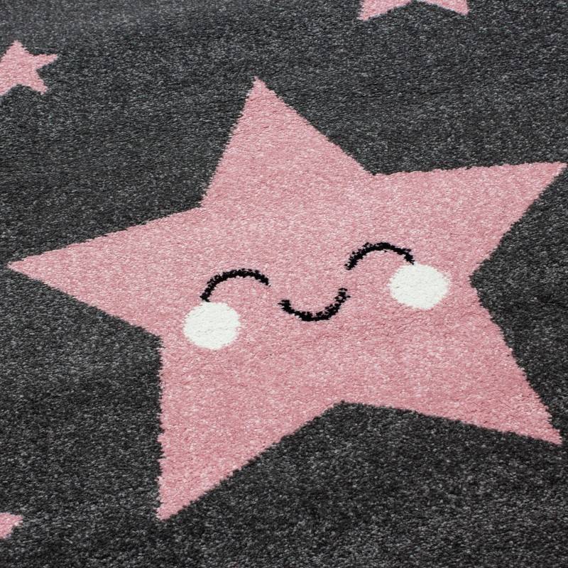 Round Children's Floor Rug - Anna Stars Pink