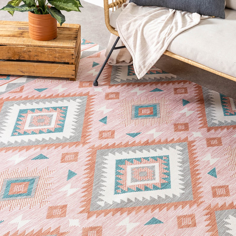Bohemian Outdoor Rug - Vedra Aztec Pink
