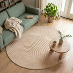Round Scandinavian Rug - Charm Curves Beige