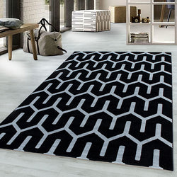 Modern Rug - Streaky Pattern Black/White